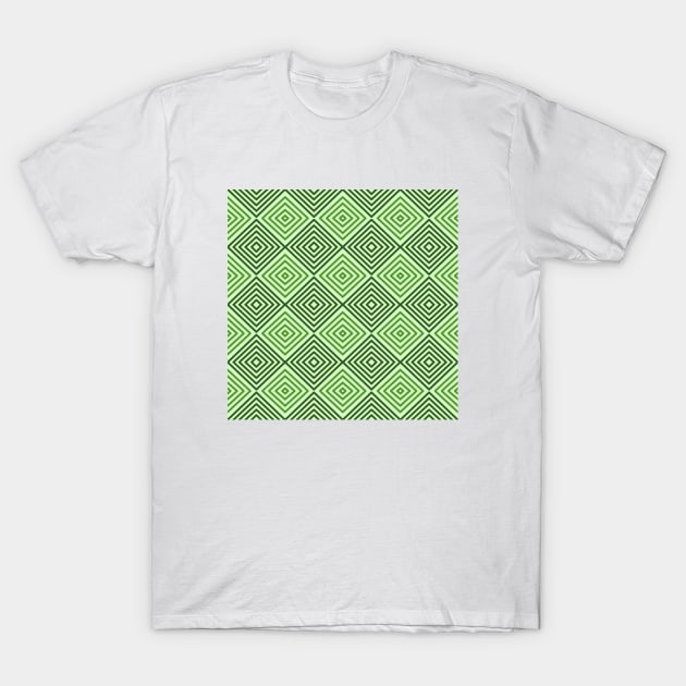 Green Illusion Geometric Patterns T-Shirt by SemDesigns